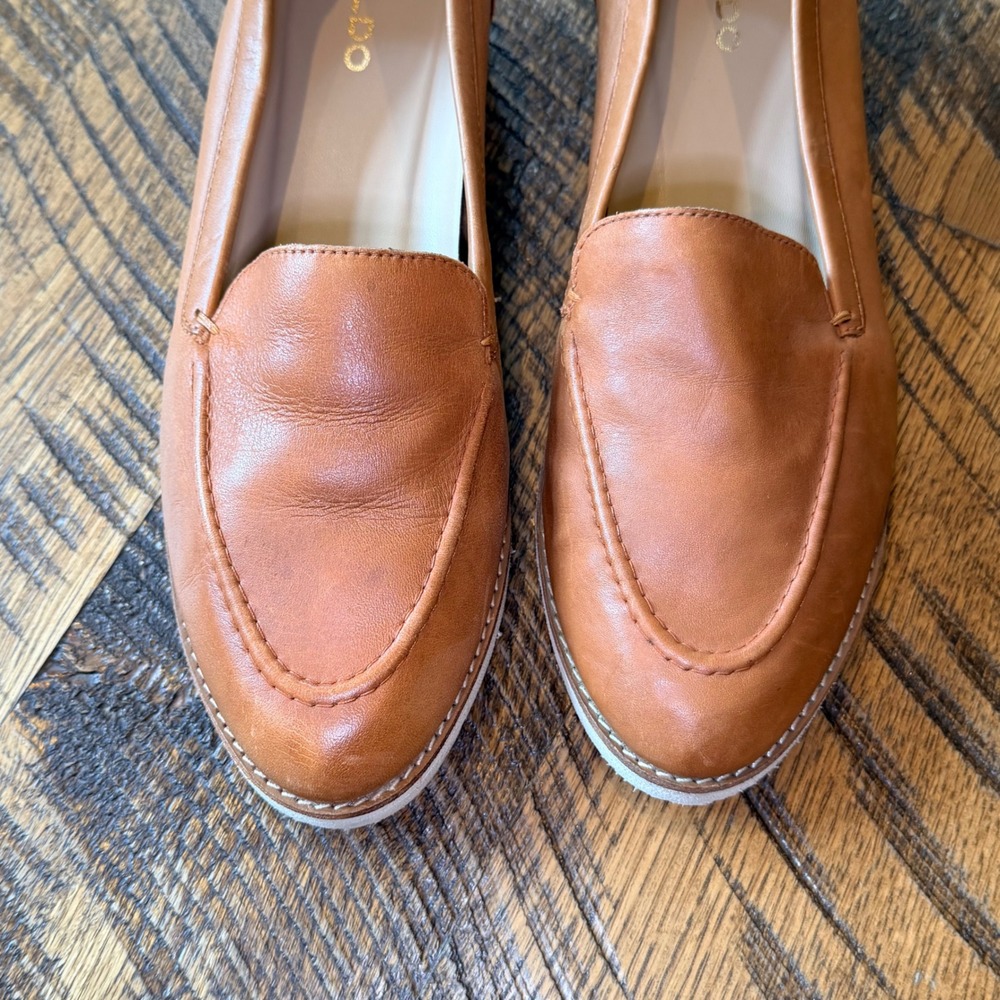 ALDO Rheildanflex Leather Loafer Women's 8.5 Tan Slip On Shoe Minimalist Chic - Picture 4 of 10